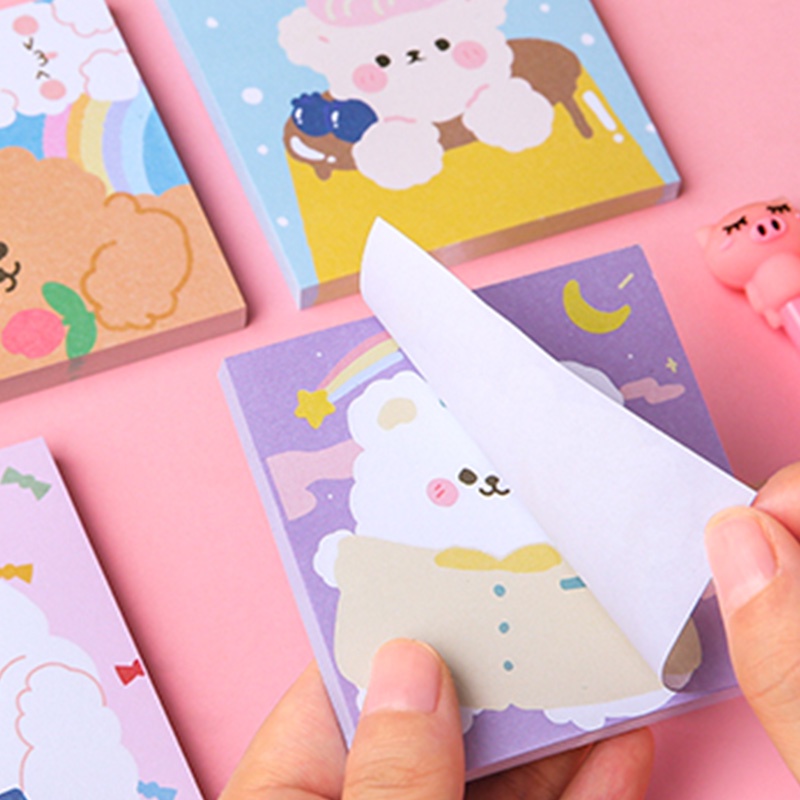 80 Lembar Sticky Note Motif Kartun Lucu Warna-Warni