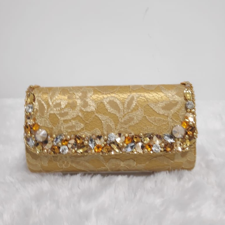 Tas Pesta Clutch Mungil Gold