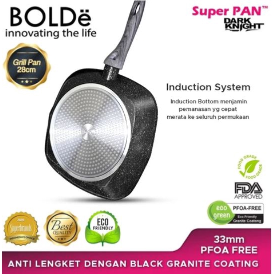 Bolde Super Pan Grill Pan Dark Dengan Coating Granite Anti Lengket Dan Alas Induksi