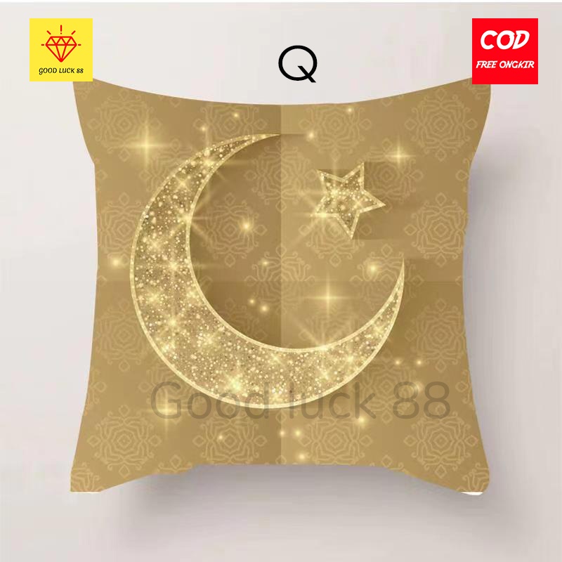 Sarung Bantal Ramadhan Lebaran Idul Fitri Ukuran 40x40 / 45x45 Motif Muslim Ramadhan Kareem EID Mubarak GARANSI Bahan Kain Lembut Import