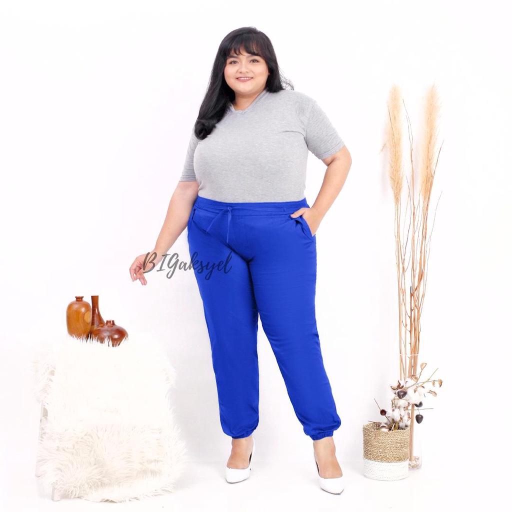 [BIGaksyel] Jogger Pants <ELECTRIC BLUE> : 5XL, 4XL, 3XL, 2XL, XL, STD /Celana jogger jumbo bigsize 