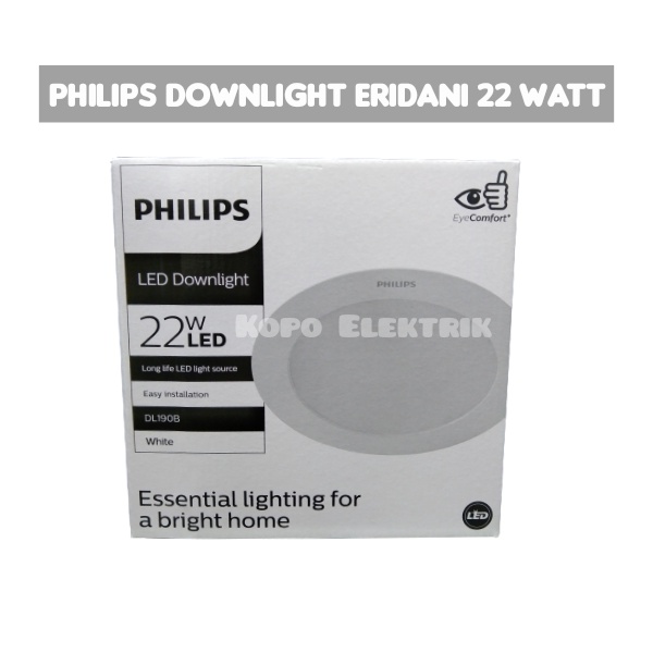 Lampu Led Downlight Philips 22 Watt Bulat 22w - Putih