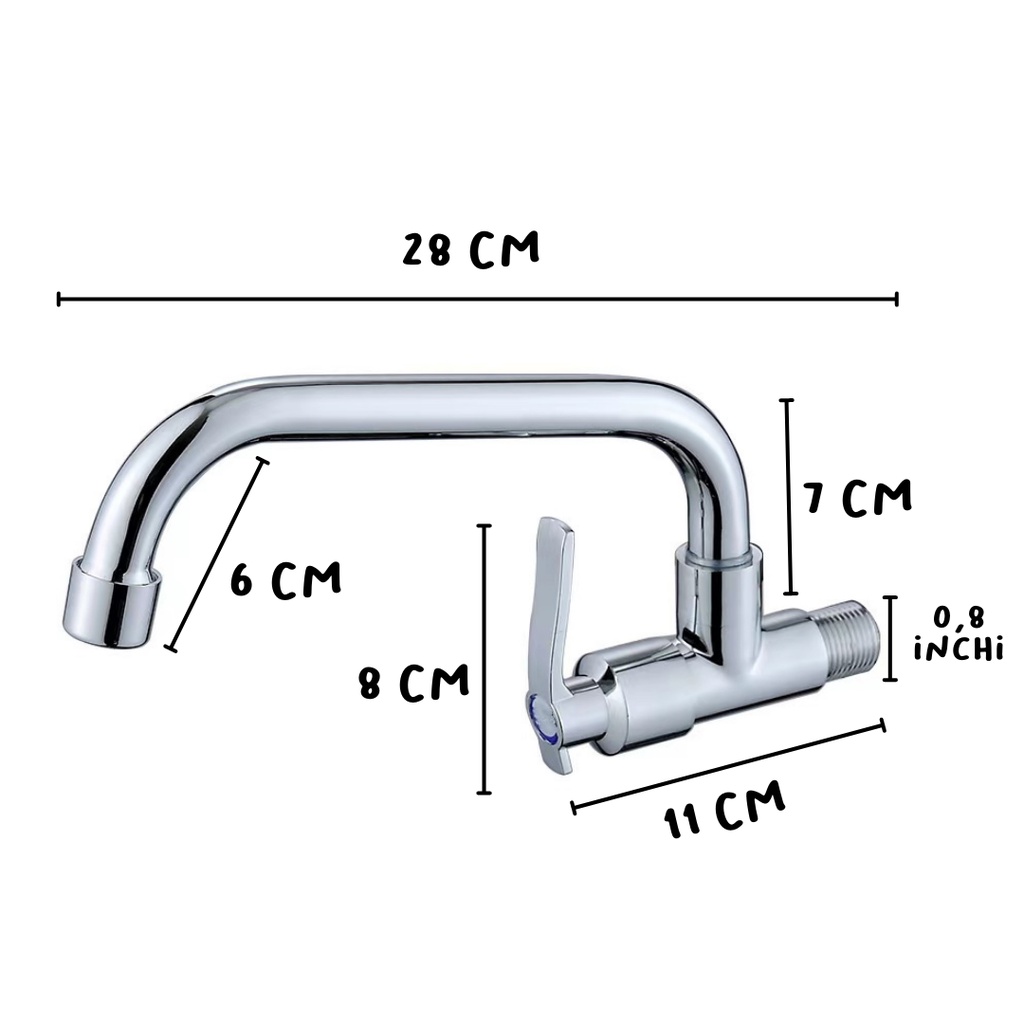 Kran Cuci Piring Leher Bebek Stainless SUS304 Keran Dapur Sink Minimalis