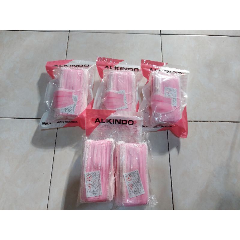 Masker 3ply Alkindo Pink 50pcs