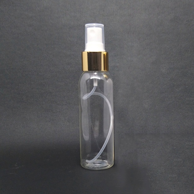 BOTOL 100ML SPRAY GOLD HALF CAP / BOTOL PLASTIK 100 ML BENING TUTUP SPRAY GOLD PACKAGING KOSMETIK