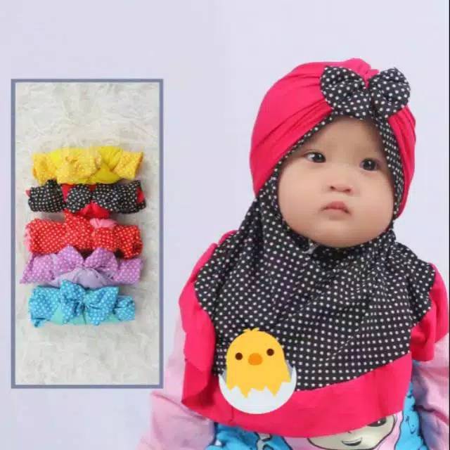 Jilbab Bayi Turban Polkadot