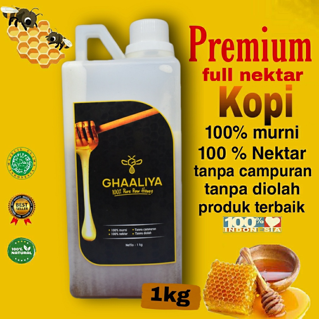 

Madu Ghaaliya Murni Asli 100% Nektar Bunga kopi premium terbaik 1kg original