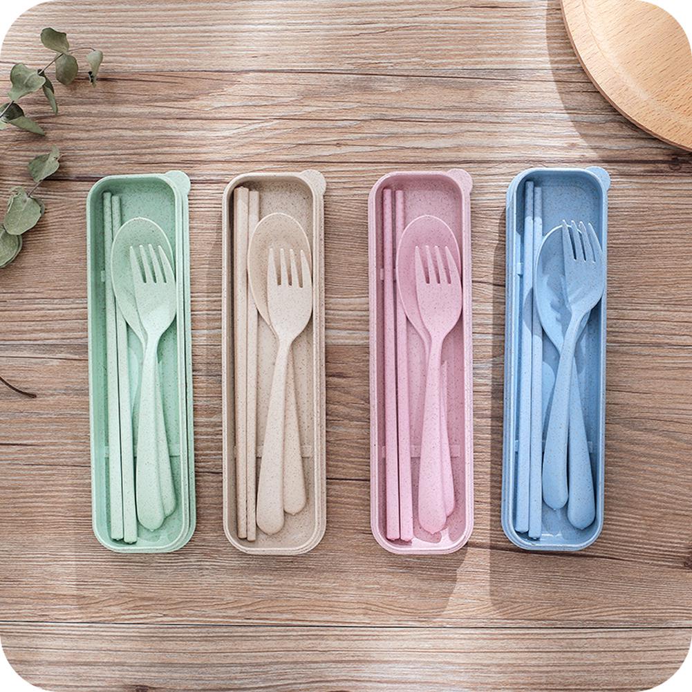 Healthy Dinner Portable Straw Travel Storage Tool Tableware Wheat Box