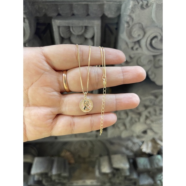 Kalung Koin 2 Sisi Perak 92.5% Lapis Emas