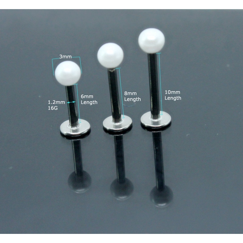 Sepasang 16G Labret Lip Stud Ear Cartilage Tragus Earrings