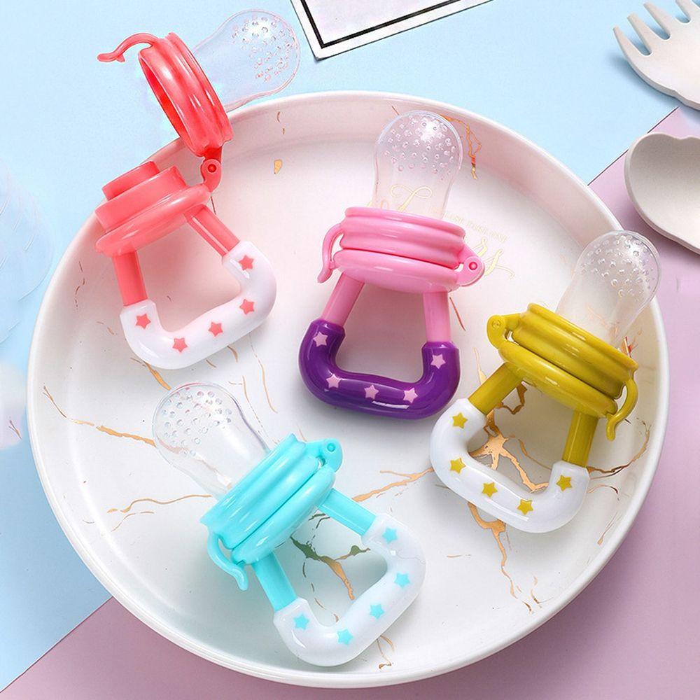 [Elegan] Baby Food Nibbler Fresh Food Handle Peralatan Makan Bayi Food Grade Nipple Perlengkapan Bayi Kartun Silikon Anak Feeder