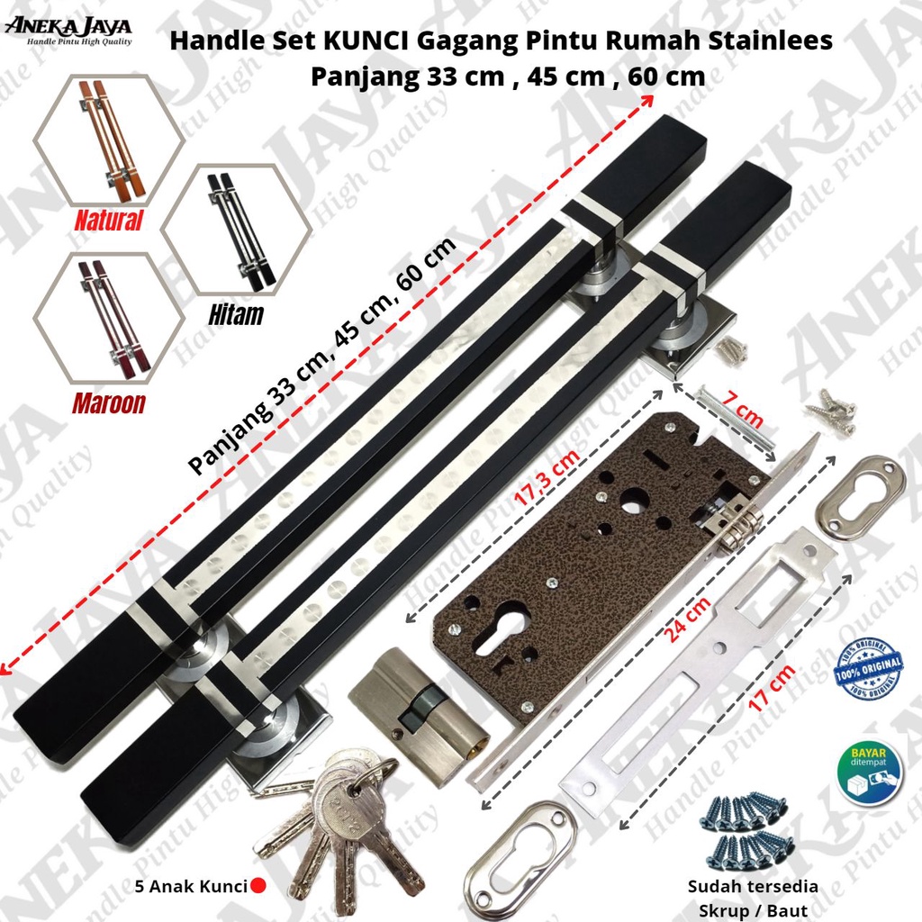 Handle set kunci pintu rumah gagang pintu rumah 33 cm 45 cm 60 cm tarikan pintu rumah pegangan pintu rumah terbaru murah 2022