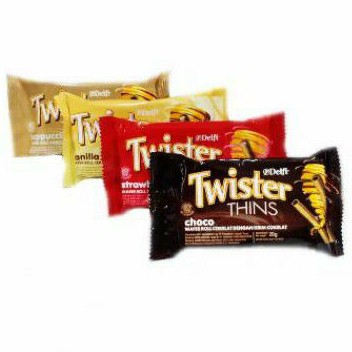 

Delfi Twister THINS Chocolate Wafer Rolls with krim COKLAT/ VANILA/ STROBERI /CAPPUCINO 20gr.