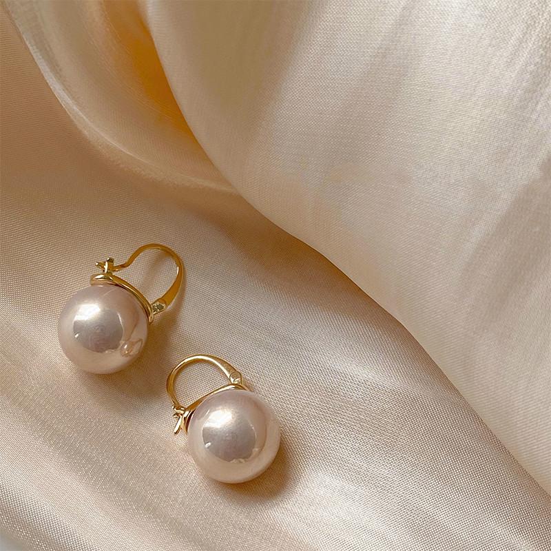 Retro Mode Anting Mutiara Anting Mutiara Basic Pearl Ball Drop Earrings Anting Tindik Sederhana