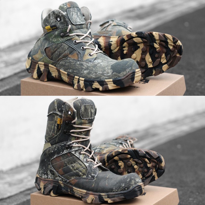 BISA COD!! sepatu pria boots safety DLTA camo loreng tinggi 6 dan 8 inci ujung besi