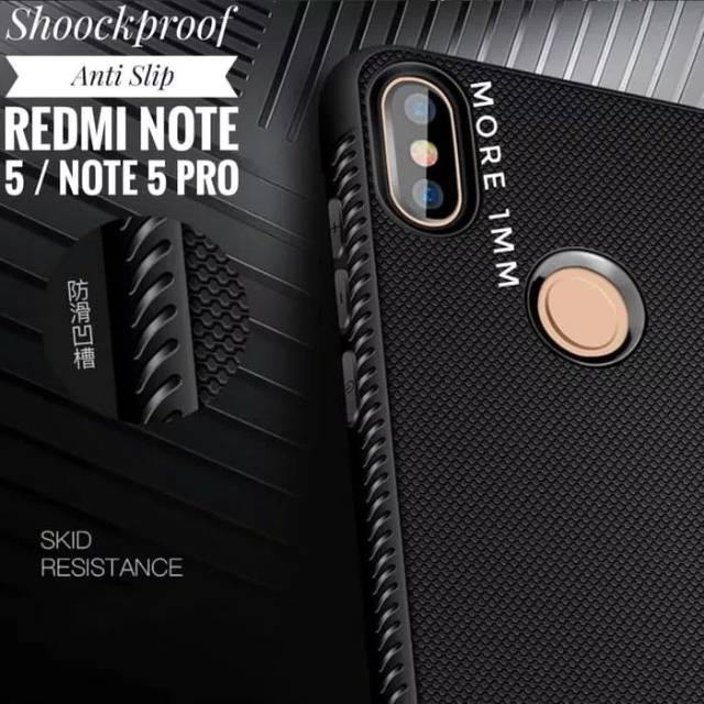 Shockproof anti slip slim black matte case xiomi redmi note 5 pro-hitam