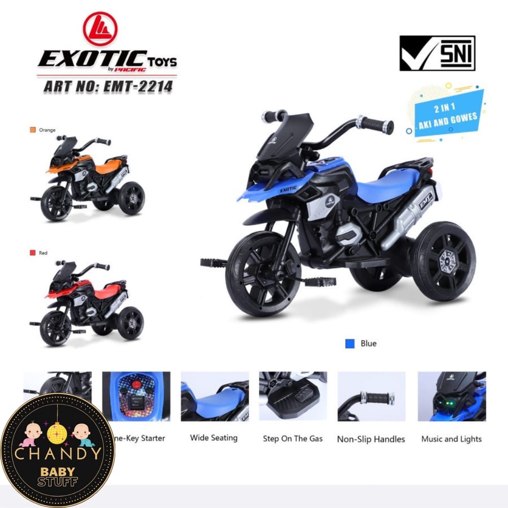 MOTOR AKI MAINAN ANAK RODA TIGA BISA GOWES EXOTIC EMT 2214