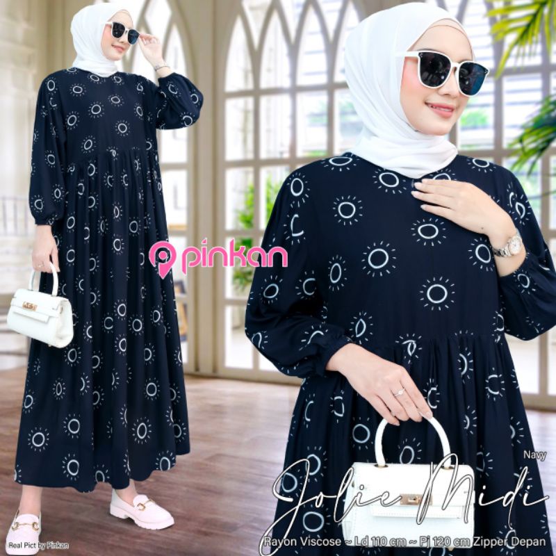 Jolie Midi Dress Pinkan Ld 110 Zipper depan busui
