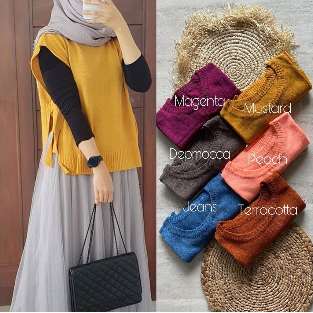 VEST RAJUT WANITA/ROMPI KNIT KOREAN/VEST KNIT MASA KINI ALL SIZE/VEST RAJUT OOTD SELEBGRAM