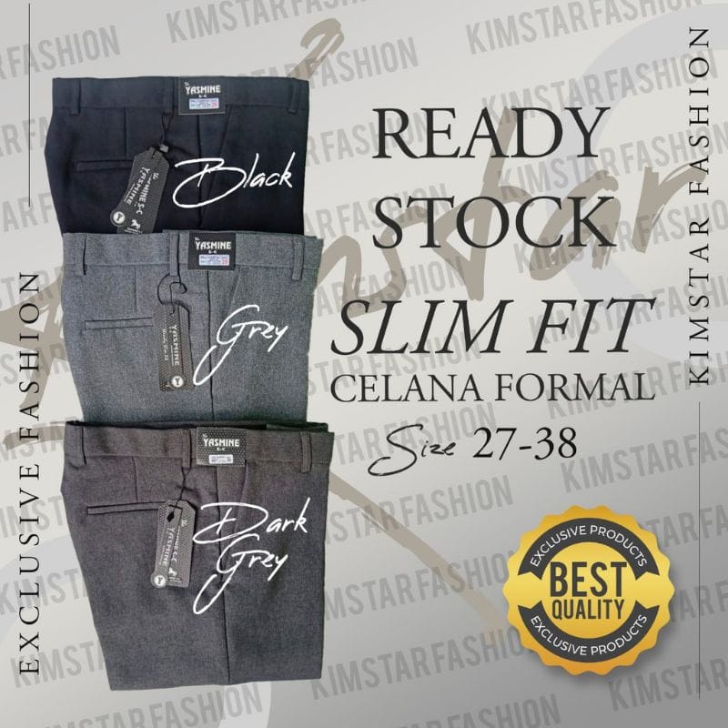 Celana Kantor Pria Slim Fit 27 38 Celana Formal Bahan Wol Elastis Realpict Pola Normal Nyaman Di Pakai KAFA SHOP