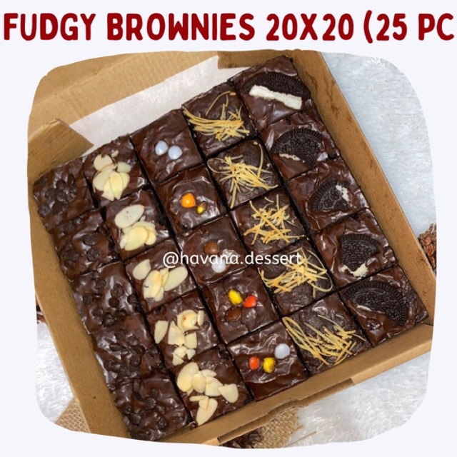 Fudgy Brownies | Brownies Sekat | Brownies Panggang Premium box 20x20 isi 25 pcs