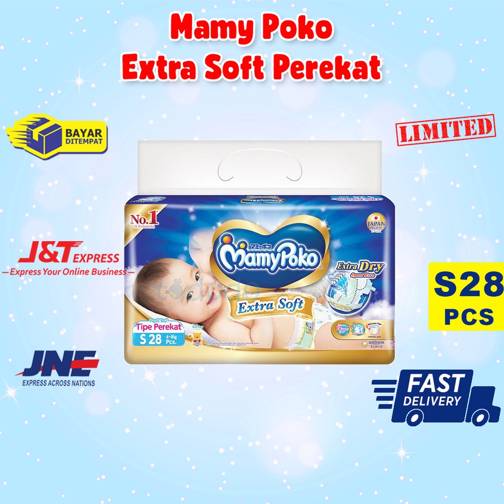 Mamy Poko Extra Soft Perekat S 28 - Popok Bayi