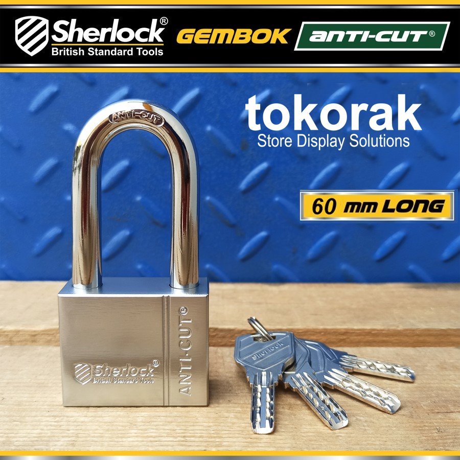 GEMBOK RUMAH ANTI CUT 60MM PANJANG SHERLOCK - GEMBOK PAGAR - COMP KEY