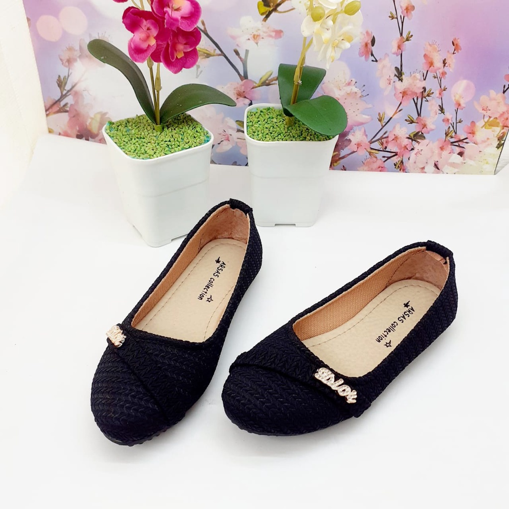 Sepatu flats anak perempuan girl shoes Sunny warna Black - Sepatu Anak perempuan terbaru 2022