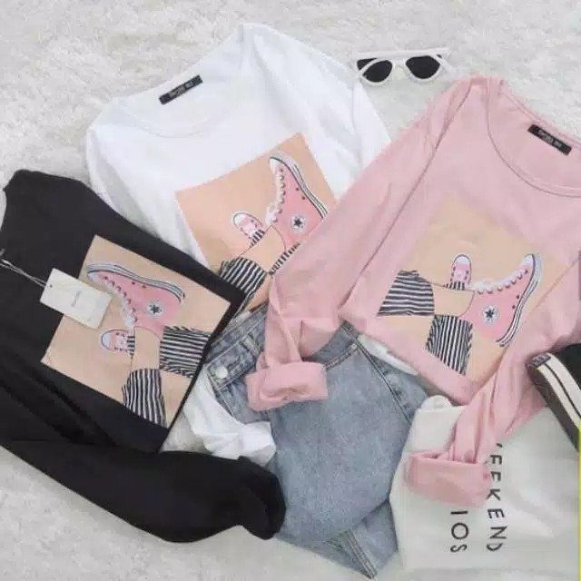 A&amp;Y FASION / TUMBLR TEE C*NVER*E BAHAN KATUN / KAOS WANITA LENGAN PANJANG / KAOS WANITA MURAH