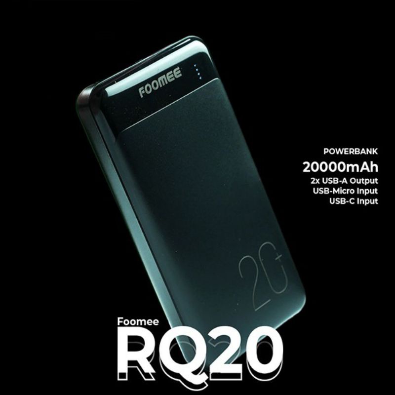 Baru FOOMEE RQ20 Power Bank 20000 mAh 2 USB Type C & Micro USB Port 2.1A - New Original Garansi Resm