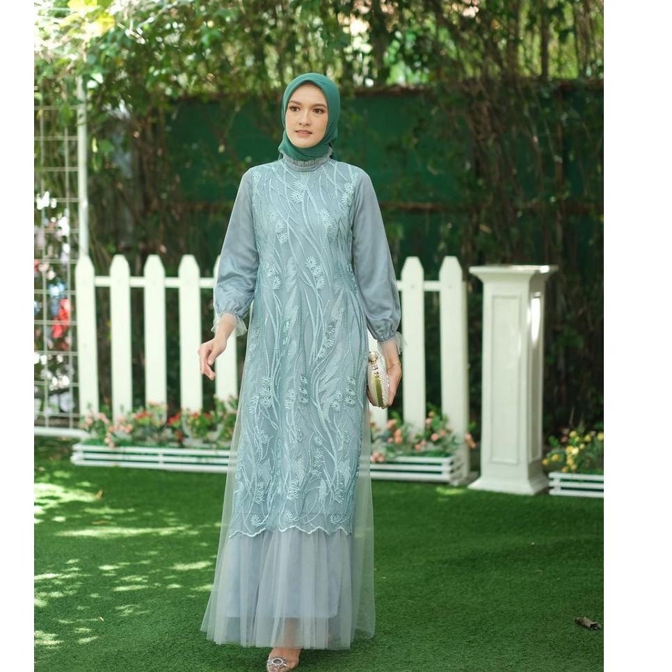 Y8P4 [] JUMBO ADA MALIKA DRESS BROKAT KOMBINASI TILE VELVET  GAMIS BROKAT LEN 2022 Terkini
