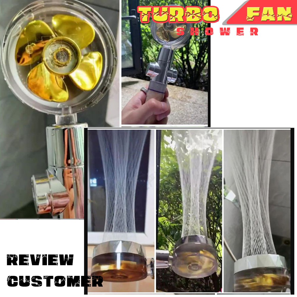 Shower Turbo Head Water Saving High-Pressure Rainfall Propeller ABS Jet Shower Head 360 Rotation Toilet Bathroom Accessories Shower Pancuran Air Kencang / Hand Shower Tiang Stainless / Shower Kipas Pancuran Air Deras