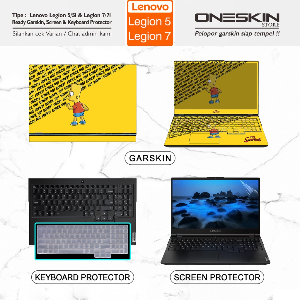Garskin Sticker Laptop Pelindung Keyboard Screen Protector Lenovo Legion 7 7i-15 15IMHg05 Gambar Full Body Silikon Bening Glossy Doff Anti Blueray