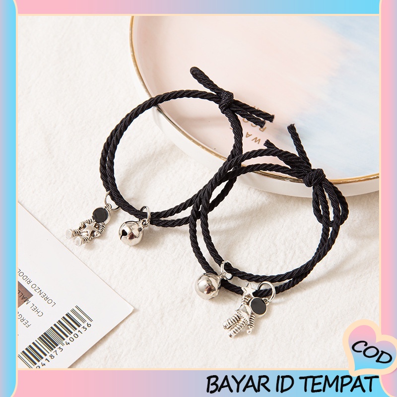 【A.one❤️COD】2 Pcs Sepasang Gelang Tali Karet  Desain Astronot Untuk Pria Dan Wanita Gelang/1 Pasang Gelang