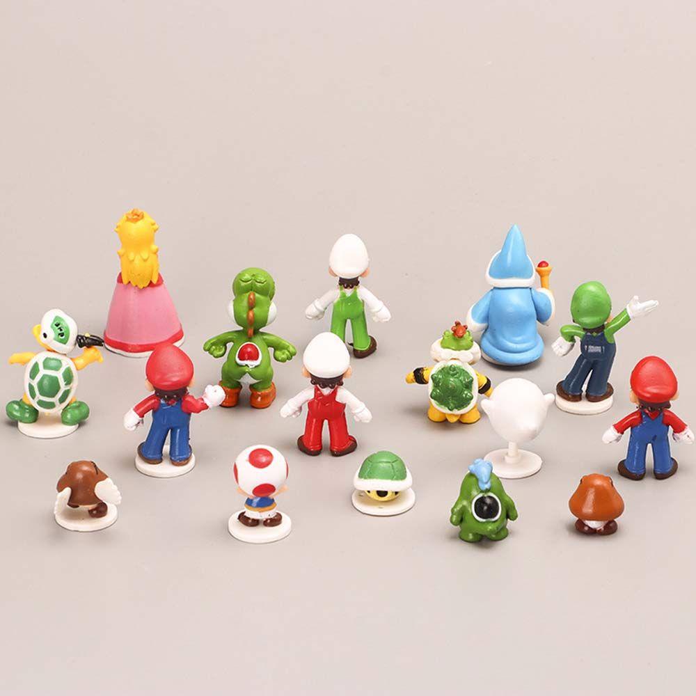 Lanfy Action Figurine Patung Lucu Model Koleksi Jamur Peach Mario Model Anime Bros Super Mario