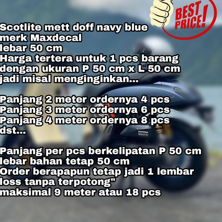 (HARGA TERMURAH) Stiker skotlet metalik krom doff biru navy sticker scotlite motor mobil merk maxdec