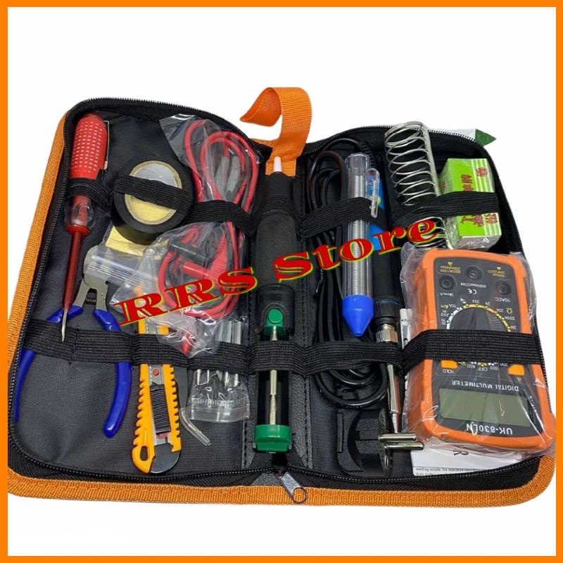 Solder paket lengkap HandsKit Soldering Iron Tool Kit 110V 60W - 908 paket solder dan mutitester paket lengkap sudah termasuk tasnya