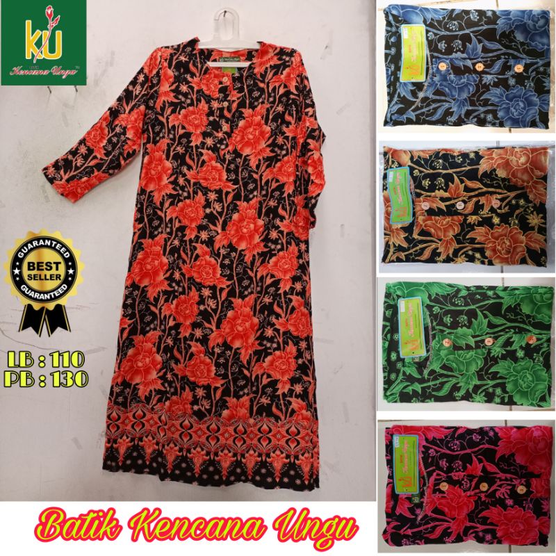 Daster Kekinian Batik Kencana Ungu Original Lengan panjang Label Hijau Termurah