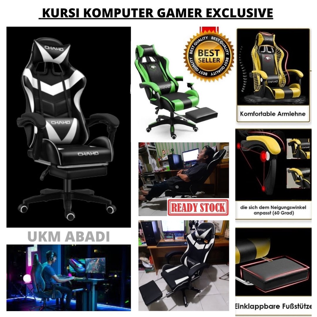 Kursi Komputer Gamer Import Computer Chair Gaming Sandaran Kaki &amp; Pijat 114136