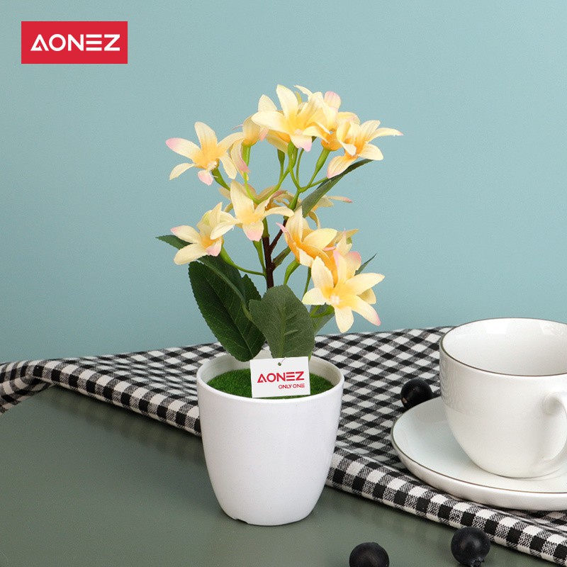 Aonez Mawar segitiga Bunga simulasi mawar pot bunga plastik Bunga buatan bunga hias tanaman-3