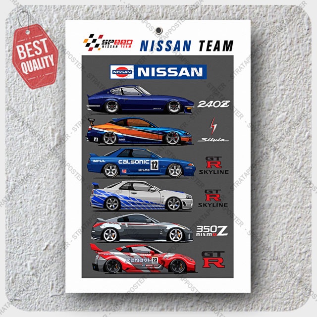 Poster Mobil Balap Klasik Nissan Dekorasi Hiasan dinding Otomotif 203096STA