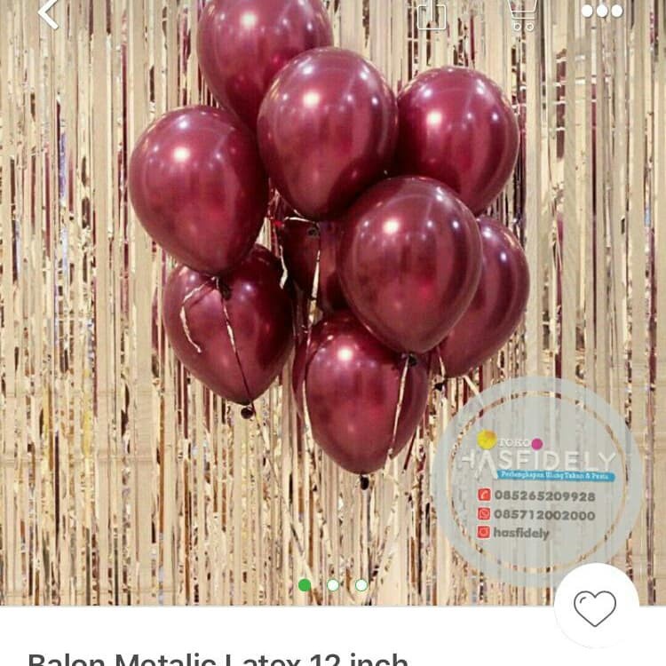 Balon Latex Metalik Merah Maroon Tebal Mengkilap isi 10