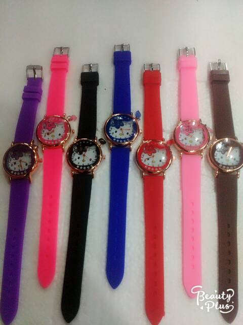 Terima Cod)Jam Tangan Wanita Hellow Kitty Rubber (Dikirim Dari JakarTa)