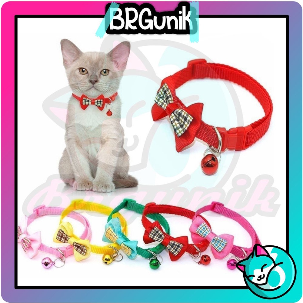 BRGUNIK Kalung Ikatan Kupu Kupu Dengan Motif Kotak Anjing Kecil Dan Kucing Berlonceng Aksesoris Hewan Peliharaan R761 762