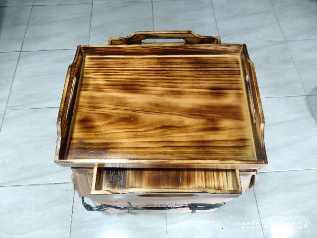 Baki Kayu / Nampan Kayu / Tray Kayu Pinus Motif Bakaran 40 x 30