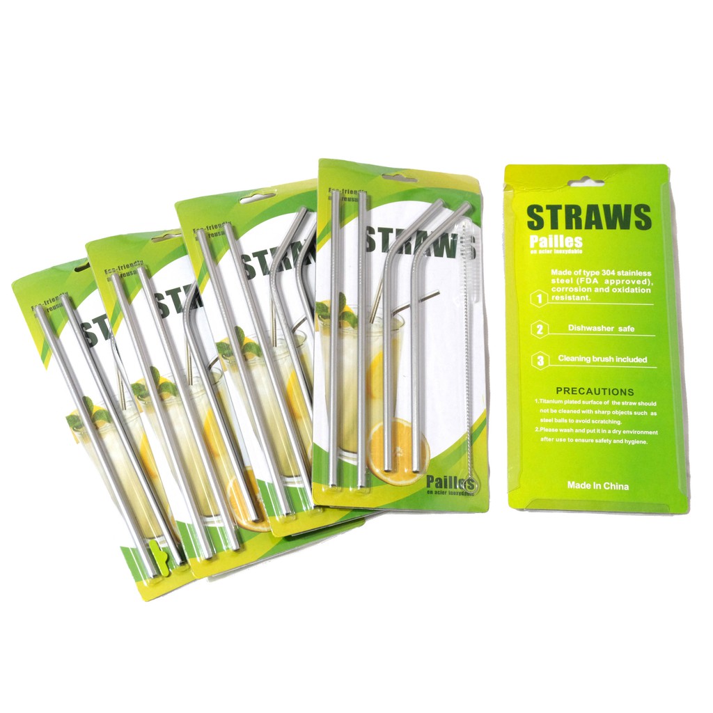 5 in 1 Set Sedotan Reusable Stainless / Stainless Straw Tanpa Pouch