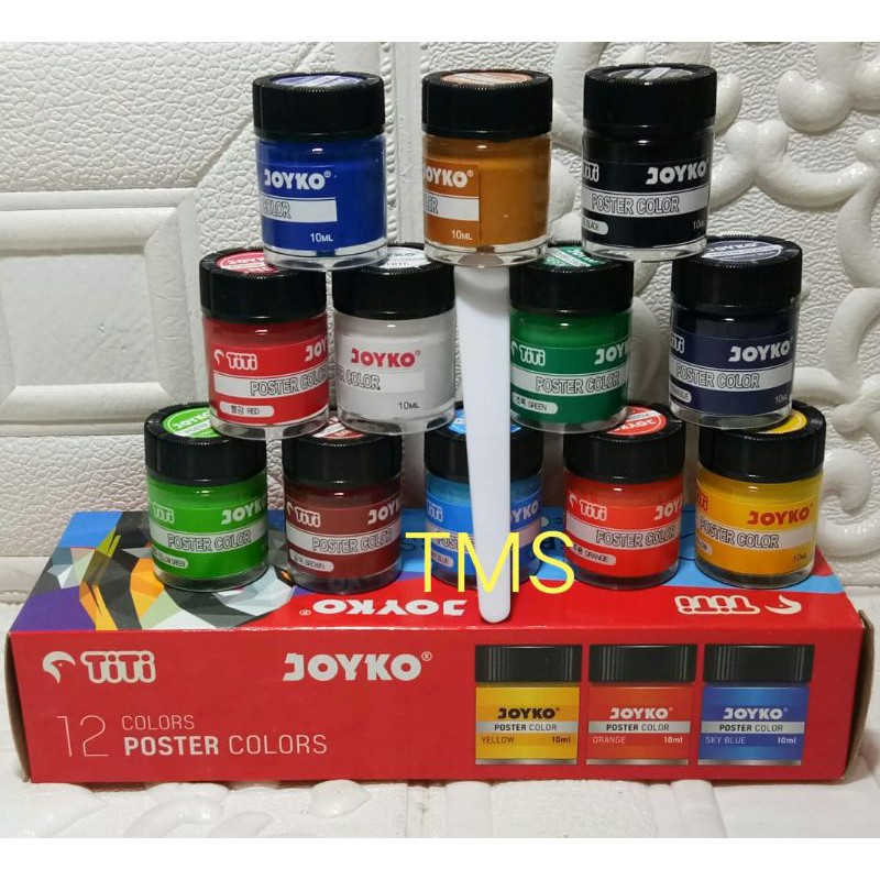 

Poster Color 12 warna merek joyko kemasan botol