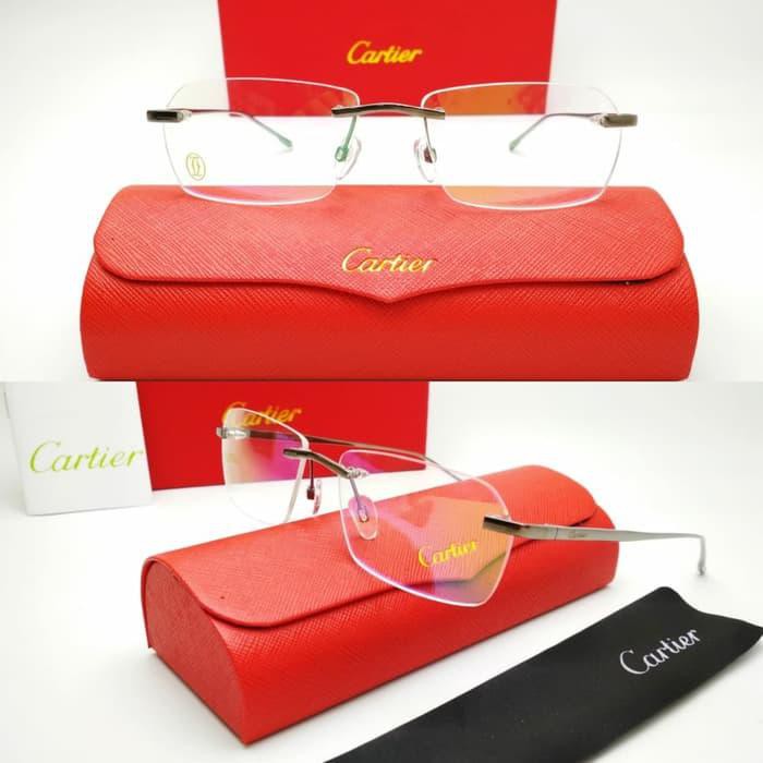 kamalwatishop018- frame kacamata Cartier rimless bor titanium 8201037 gun Diskon
