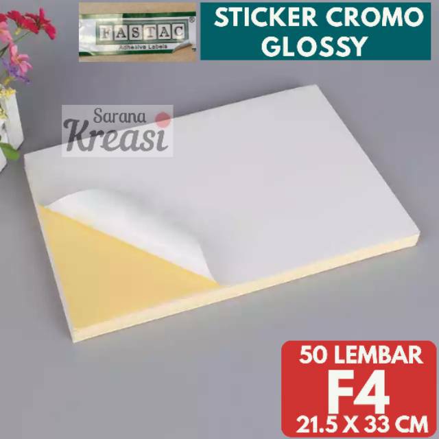  Kertas  Sticker Stiker  Cromo Glossy  F4  isi 50 Lembar 