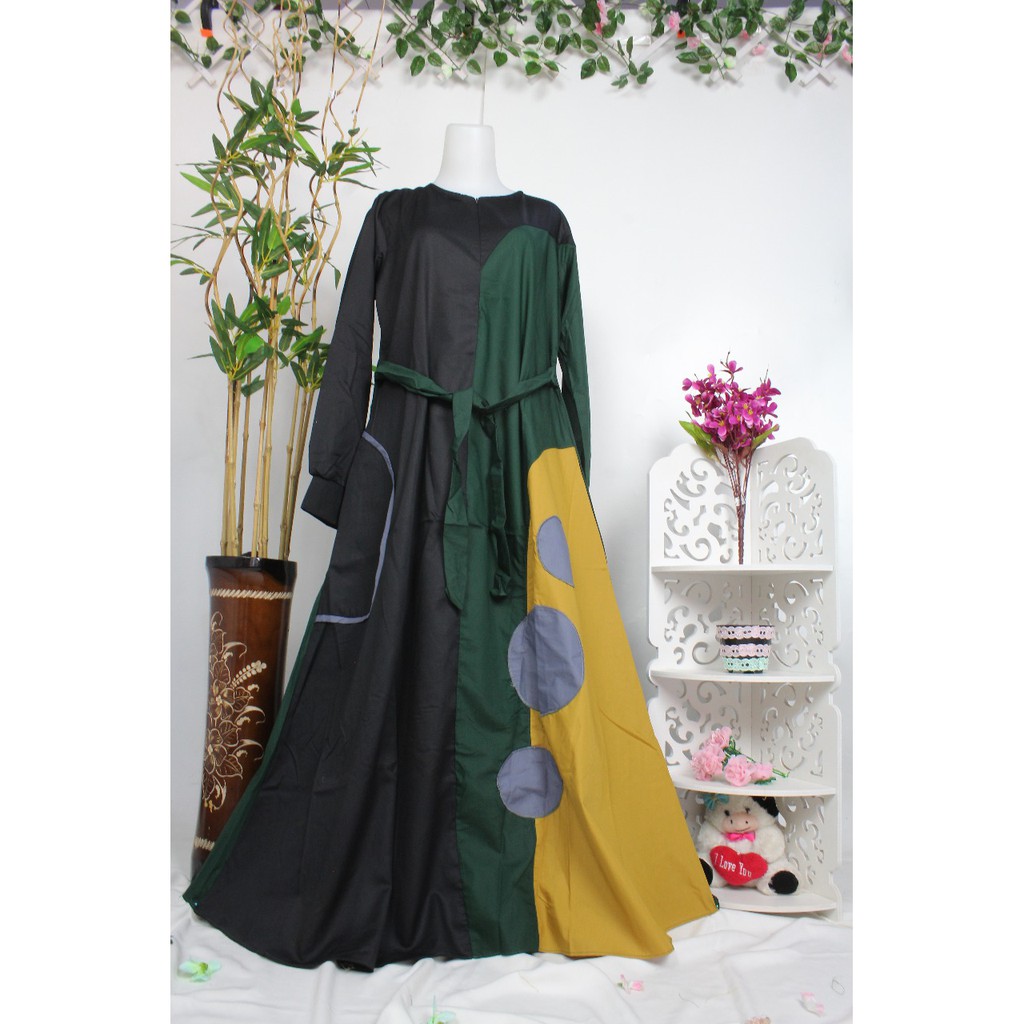 Gamis Ninos toyobo Nino ASSYAFA cyrcle 3 baju muslim polkadot wanita terbaru tuyobo fodu XL